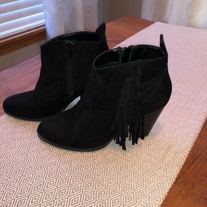 Qupid black fringe Booties